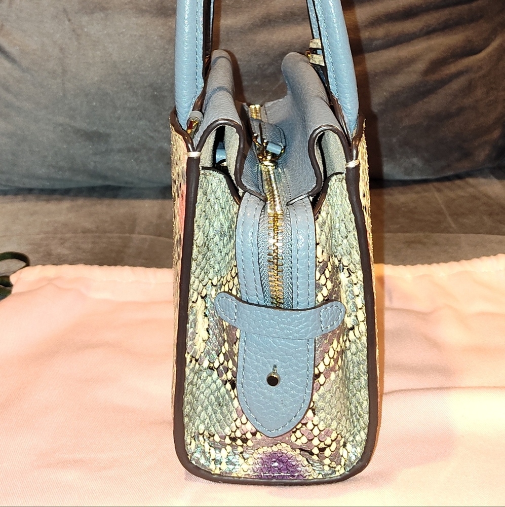 KATE SPADE NEW YORK SPENCER MULTICOLOR PYTHON SNAKE CROSSBODY TOTE WITH DUSTBAG - Picture 10 of 17